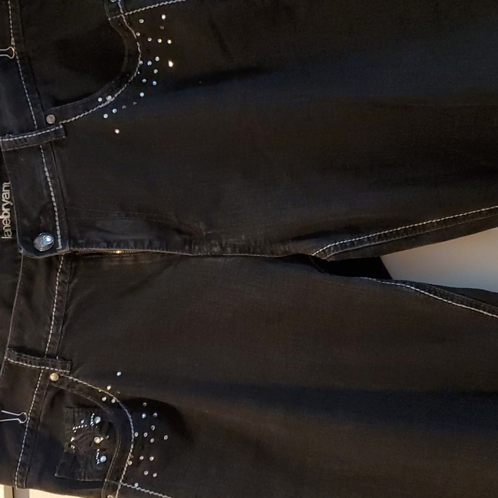 Lane Bryant Black Straight Leg Jeans with Decorative Pockets Size 22 - Picture 2 of 6